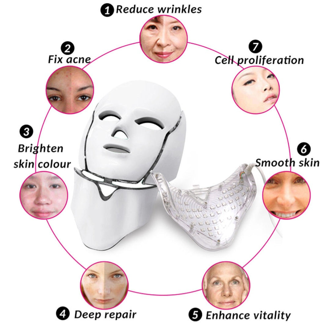 7 Color Electric Therapy LED Face and Neck Mask For Healthy Skin Rejuvenation