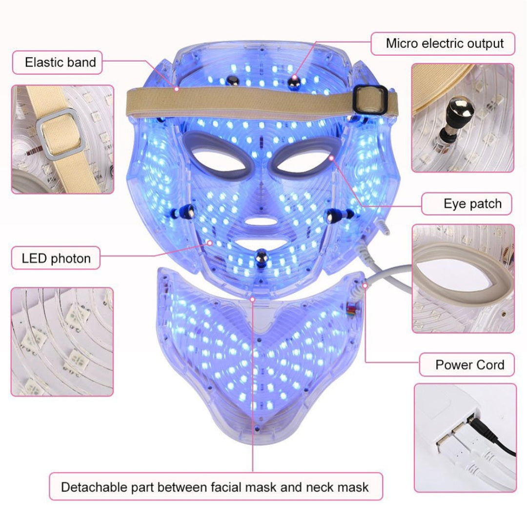 7 Color Electric Therapy LED Face and Neck Mask For Healthy Skin Rejuvenation